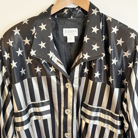 Vintage Kesns Stars & Stripes Bomber Jacket American Flag - Picture 2 of 7